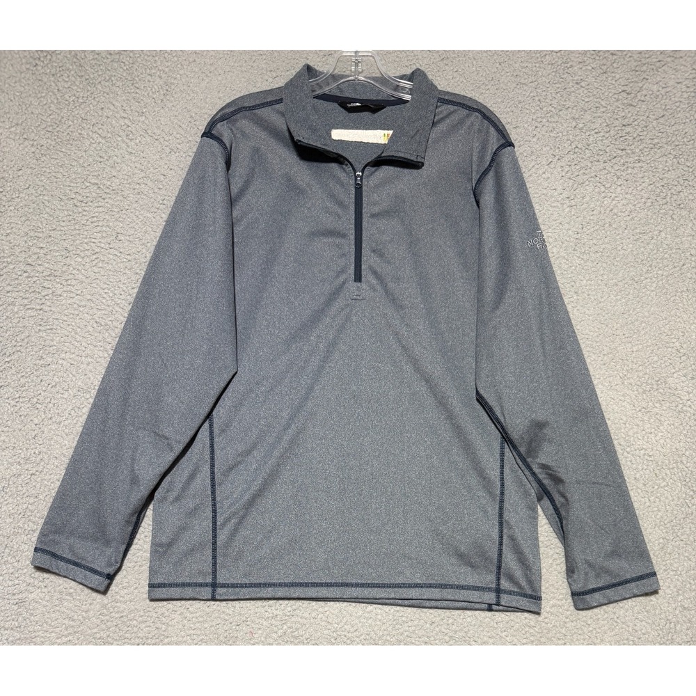 North Face 1/4 Zip Performance Gray‎ Long Sleeve Mens Large Microsoft Teams logo